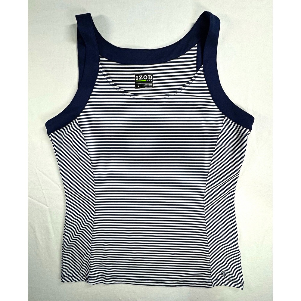 IZOD Golf Women's M Navy/White Striped Sleeveless Stretch Golf Tank Top